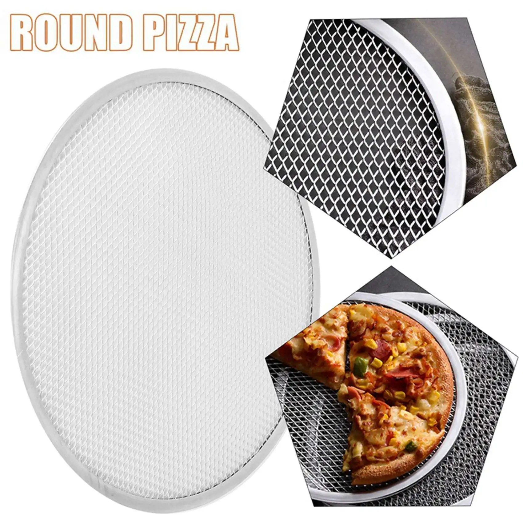 LICE-Professional 라운드 피자 오븐 베이킹 트레이 바베큐 그릴 붙지 않는 메쉬 네트