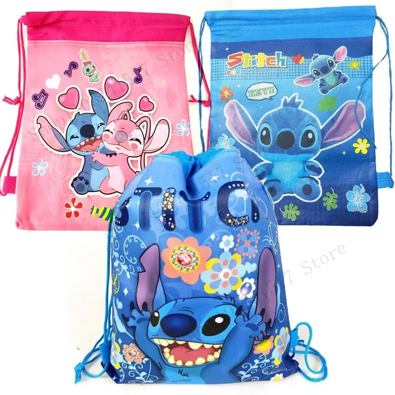 New Disney Lilo & Stitch zaino borsa con coulisse decorazioni per feste Anime borsa regalo forniture per Baby Shower tasca regali per bambini