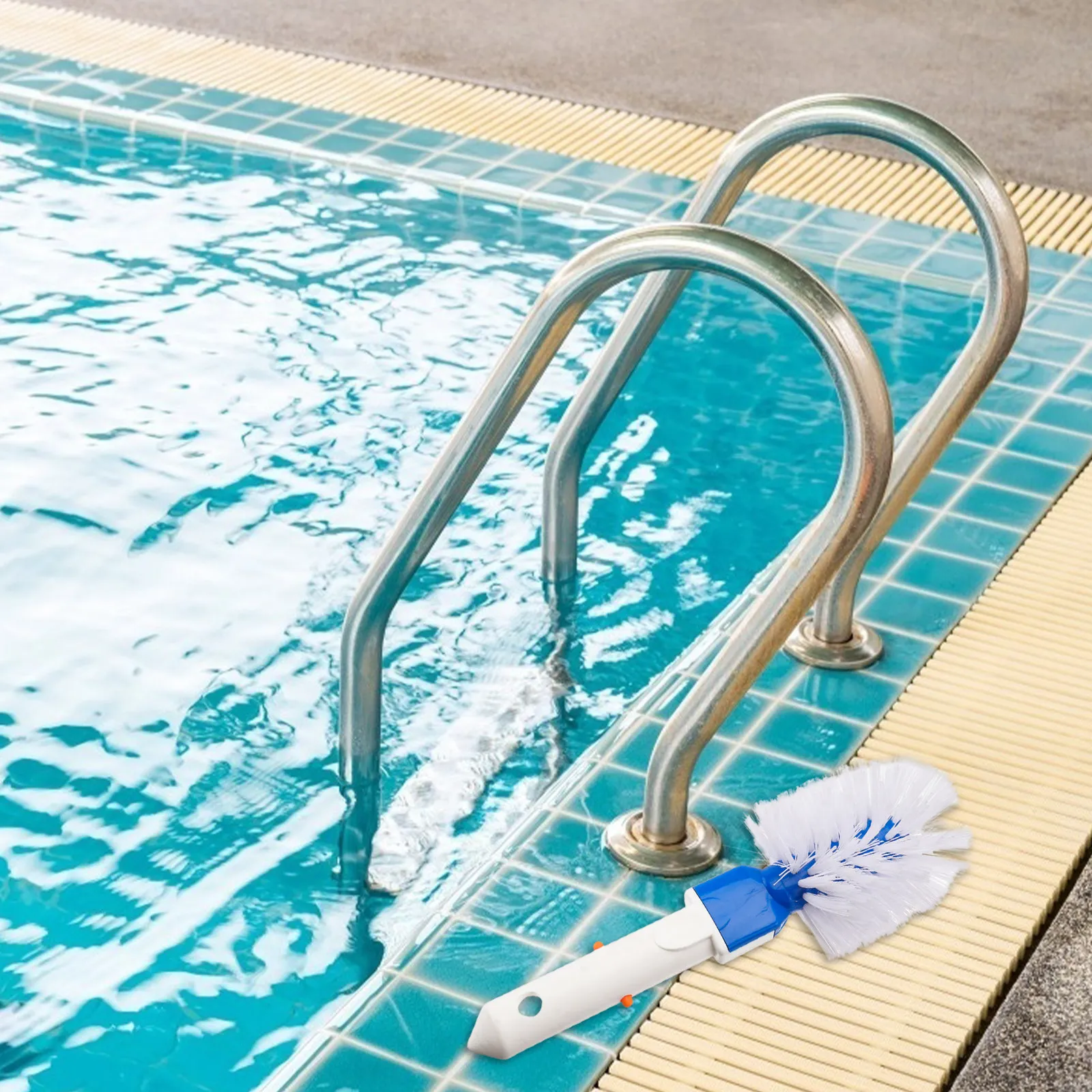 Premium Pool Cleaning Brush – Handheld Swimming Pool Scrub Brush for Corners, Steps & Ladders