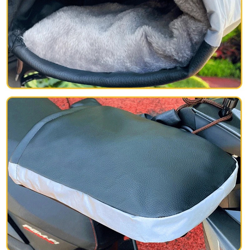 

Universal PU Leather Winter Handlebar Muffs Waterproof Windproof Thermal Insulation Hand Warmers Motorcycle Scooter