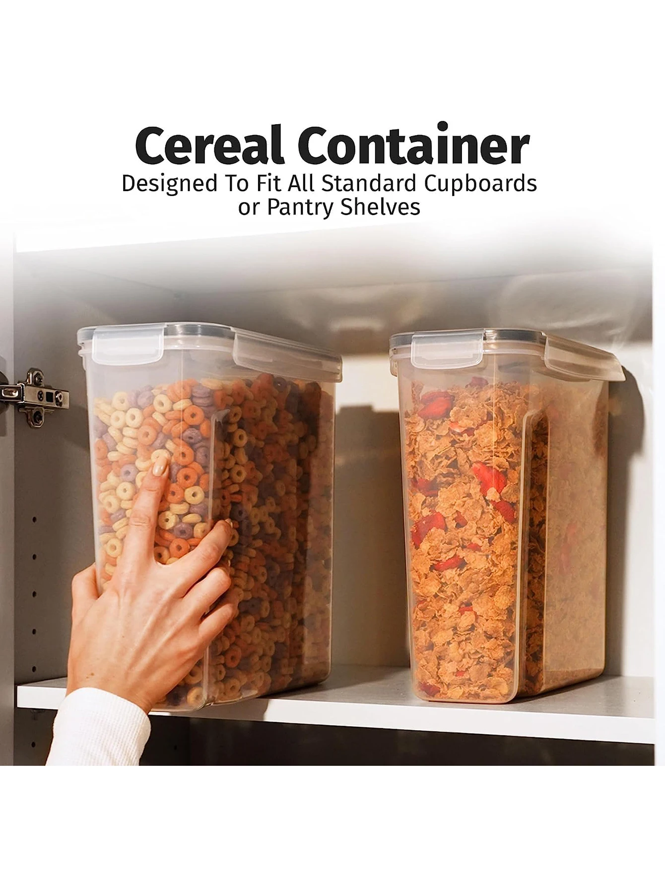 4 قطع خزان تخزين الحبوب سعة 2.5 لتر، منظم طعام دلو الأرز المقاوم للرطوبة، جرة بلاستيكية شفافة مختومة مع الحبوب والدقيق والمكسرات