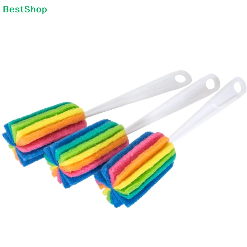★ Regenbogen-Schwammbürste für Wasserflaschen, Tassen und Gläser mit Griff - Reinigungsutensil