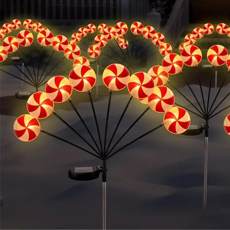 1/2pcs Solar-Powered LED Candy Lights Garden Decor Lamp Waterproof Outdoor Lawn Lighting 1042