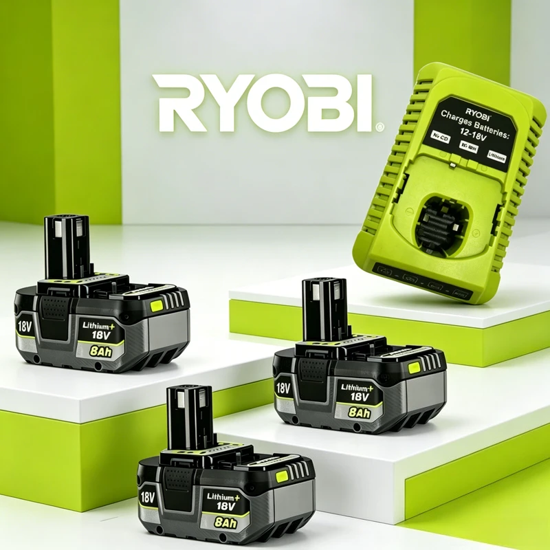 100% Original quality RYOBI 18V 8.0Ah High-Performance Lithium ion Battery , Suitable For All Tools P104, P107 P108 P109 RB18L20
