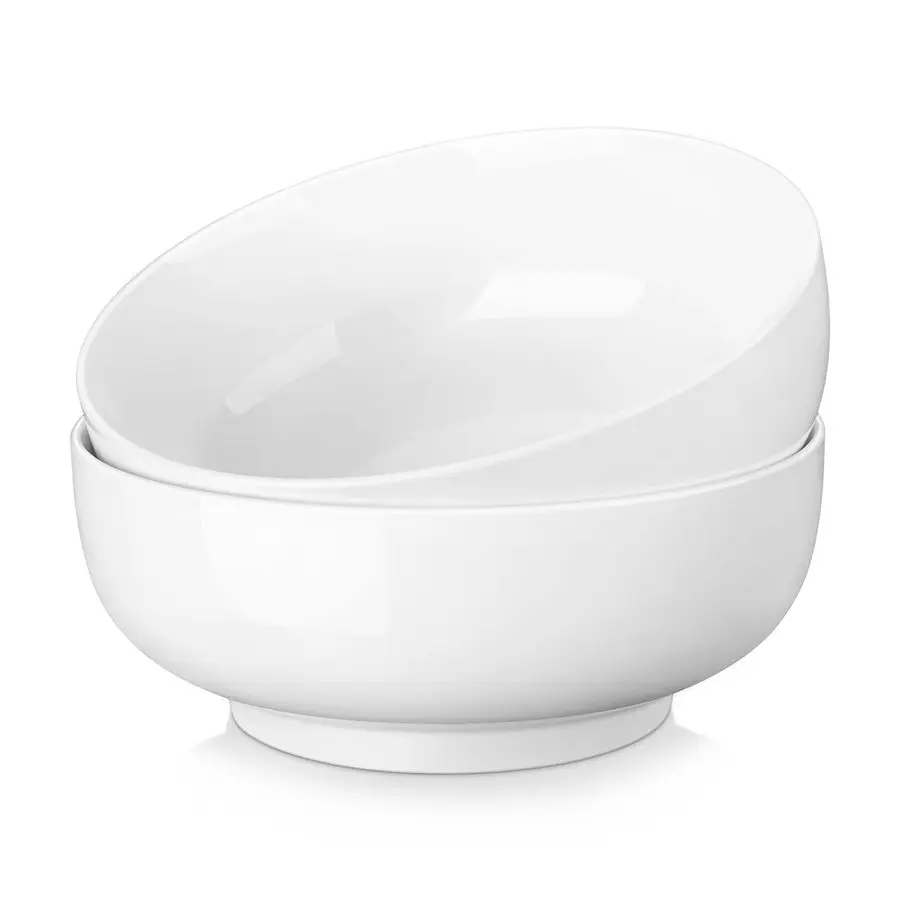 

Serving Bowls, 114 OZ10 Extra Large Salad Bowls Set of 2, Porcelain White Serving Bowls for Salad, Soup, Pasta and Dinner, Large