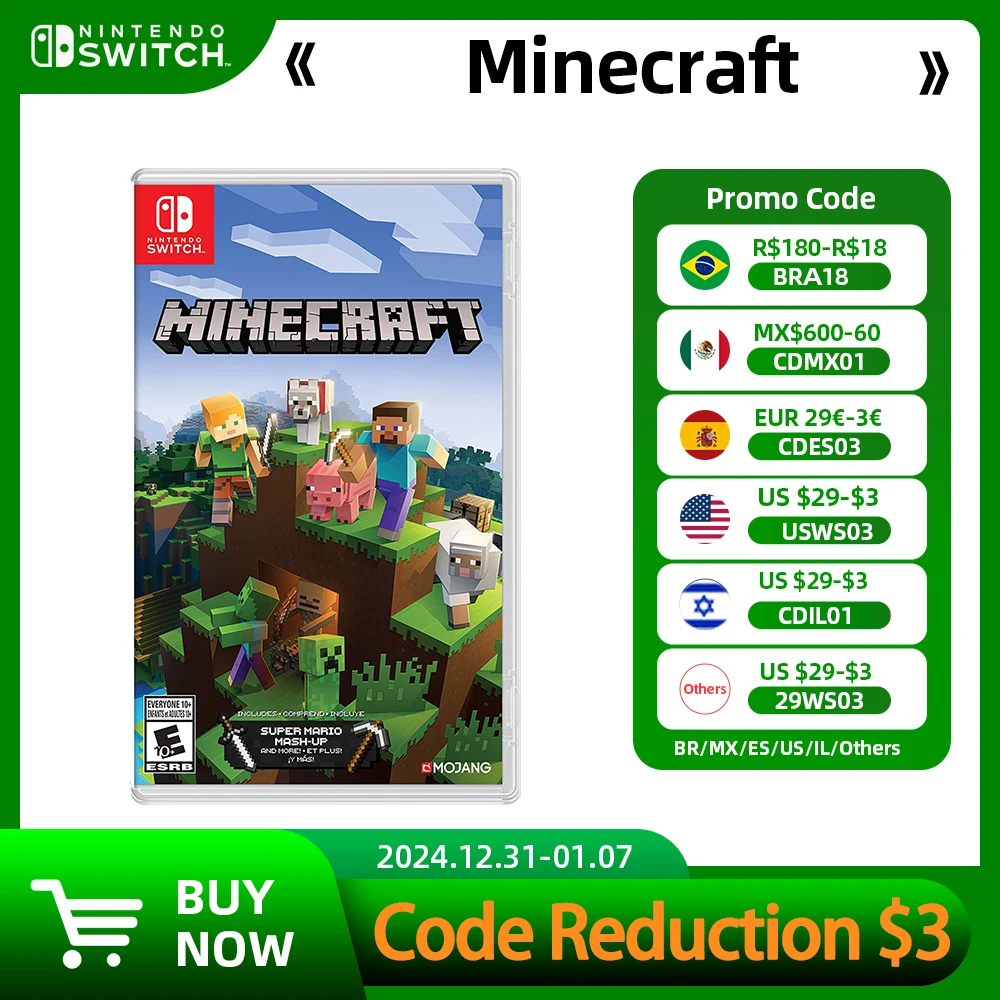 Minecraft -100% Original Nintendo Switch Deals - Adventure Simulation Genre Support TV Tabletop Palm Mode for Switch OLED Lite