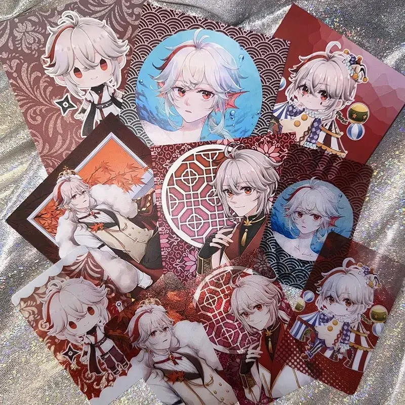 Hot Genshin Impact Original Kaedehara Kazuha Fan Works Transparent Card Badge Backpack Icon Button Laser Brooch Accessories Gift