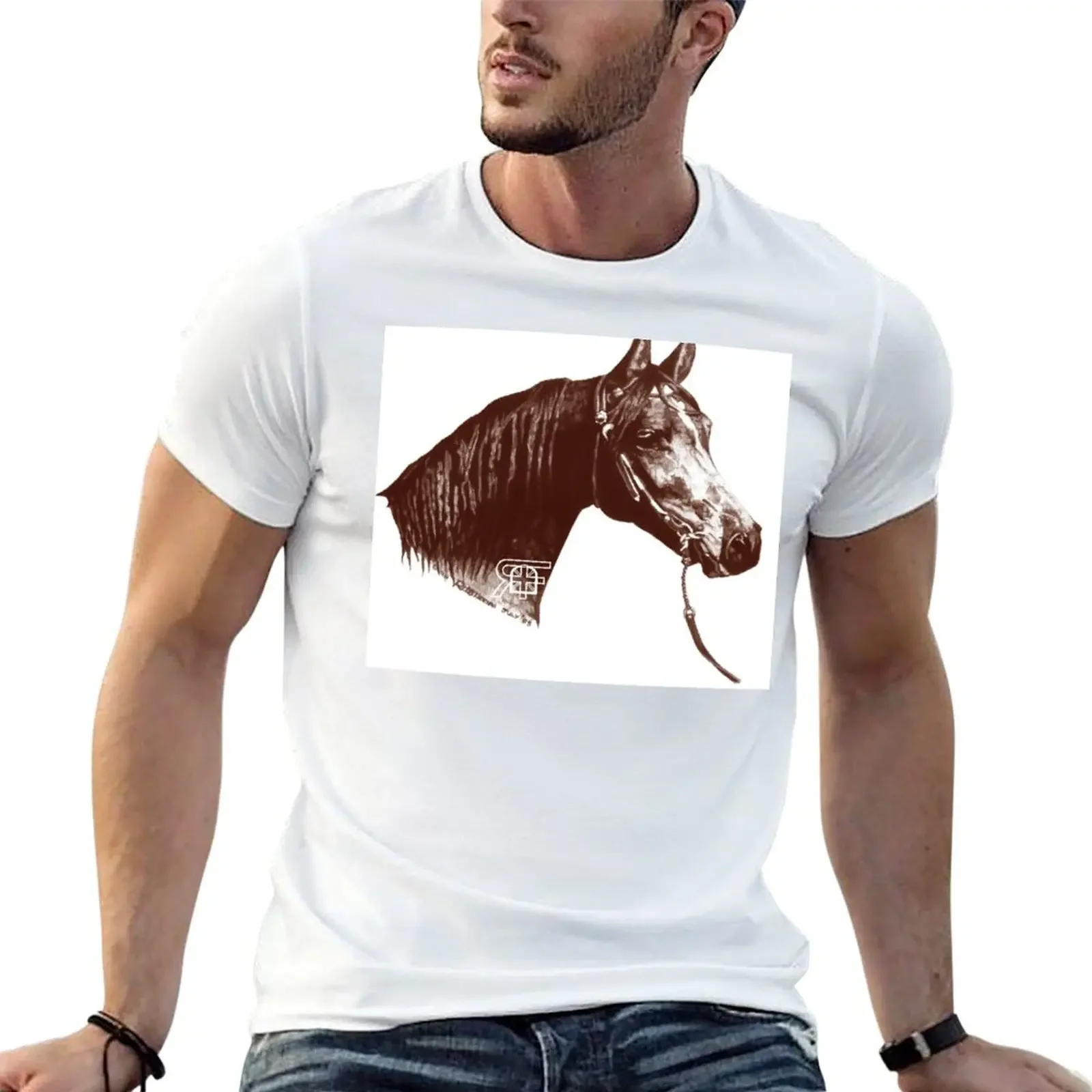 Red Frontier Arabian Horse Drawing 1985 T-Shirt oversized graphic tee plus size clothes vintage clothes mens funny t shirts