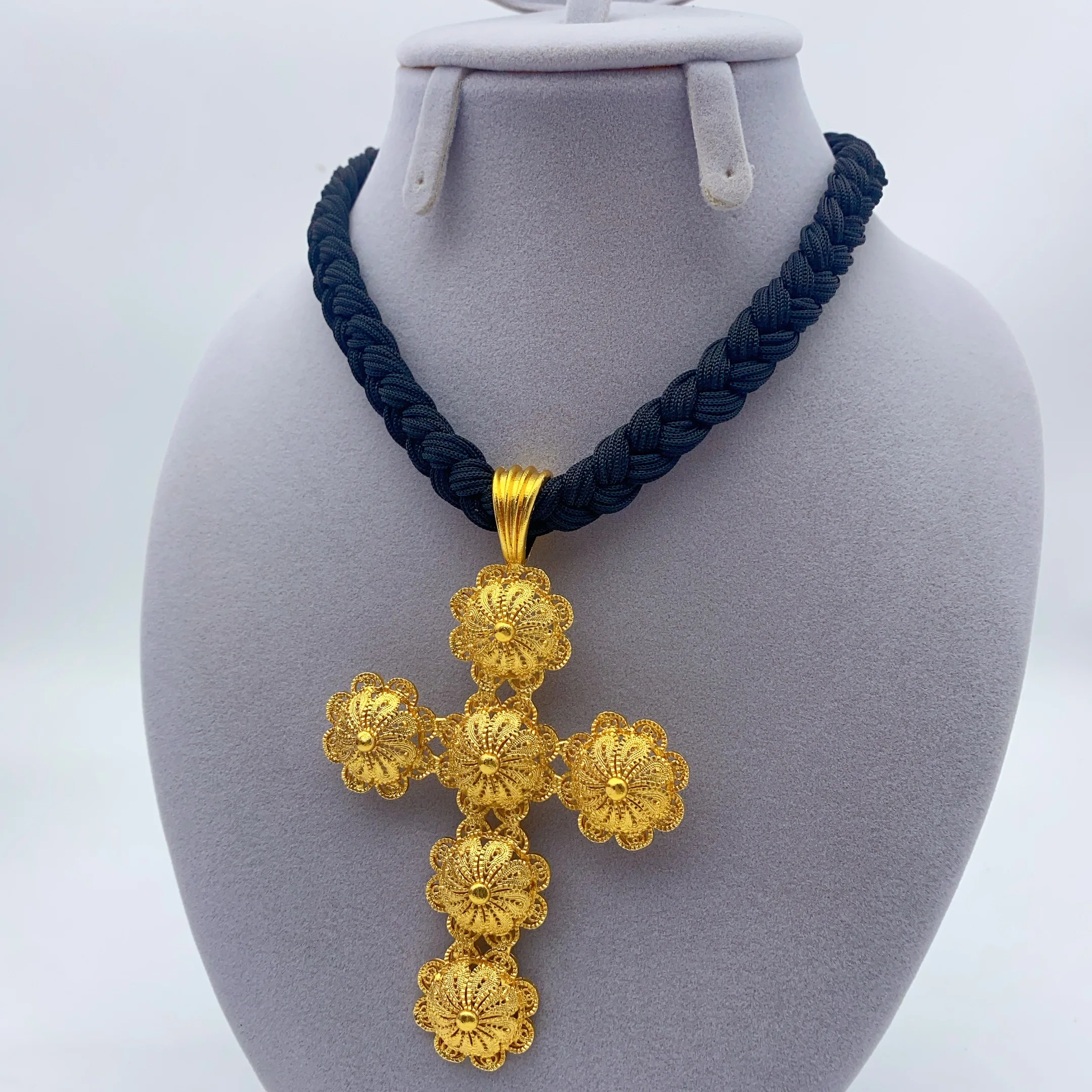 Äthiopischer schwarzer Seil-Kreuz-Anhänger, Schmuck für Frauen, Mann, Hochzeit, Party, Dubai, afrikanische Eritrea, Geschenk, Party