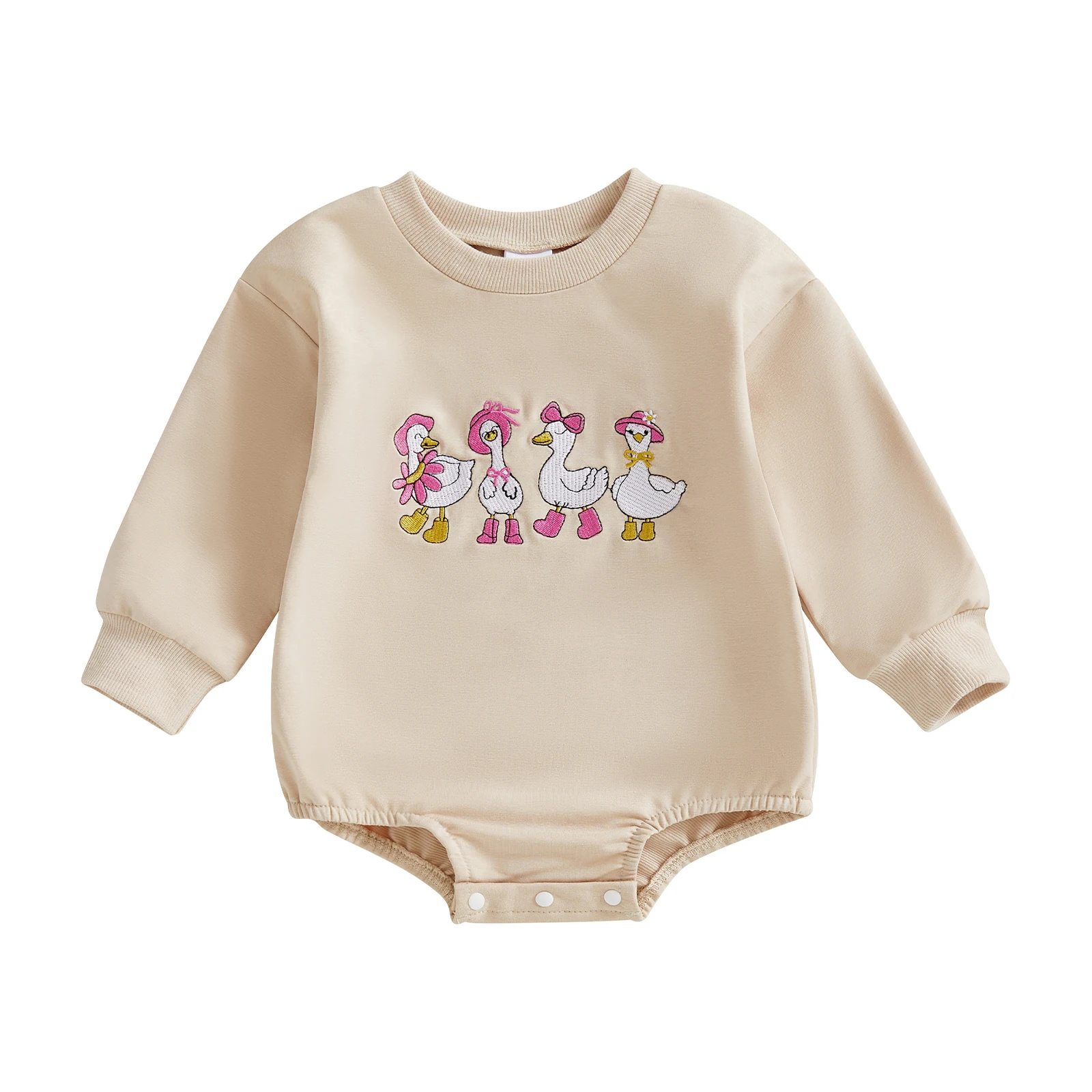 

Осенний комбинезон для маленьких девочек, свободный комбинезон с круглым вырезом и длинными рукавами для новорожденных