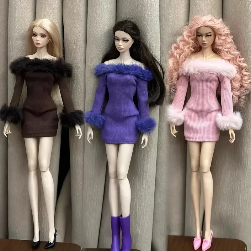فستان طويل الأكمام + أحذية / 30 سنتيمتر ملابس دمية قميص قطيفة تنورة التمهيد/الزي الموضة ل 1/6 Xinyi FR ST blythe OB bb دمية