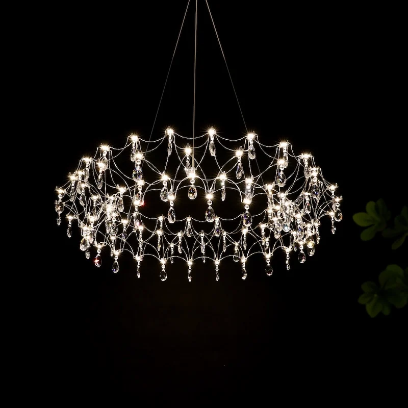 

French Crystal Pendant Light Circular Ring Living Room Crystal Pendant Light Firefly Pendant Light Egyptian Crystal Pendant Lamp