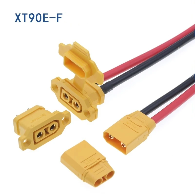 1PCS XT90E-F Yellow Fixed Female Plug with Ears, Charging Interface XT90 Plug, Fixed Plug Battery with Wire