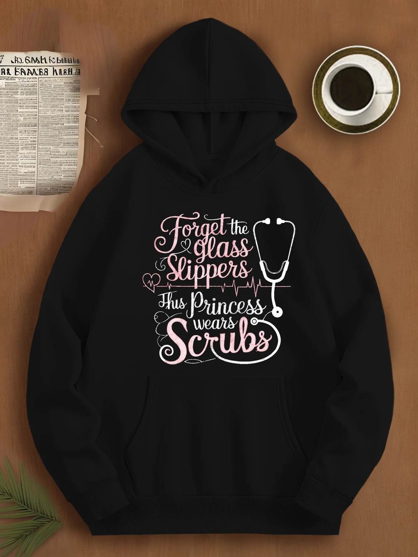 ننسى النعال الزجاجية هذه الأميرة ترتدي الدعك طباعة قمصان سويت شيرت بقلنسوة الخريف الشتاء امرأة الموضة هوديس عالية الجودة