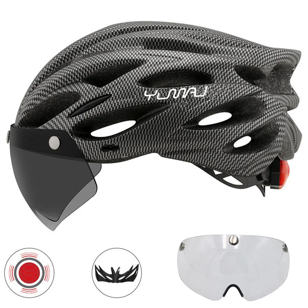 230g YUMAJ Ultraleichter Helm für Straße und Berge, Integral geformt mit abnehmbarem Visier, Fahrrad-Rücklicht-Helm CB-26 – Detail 17