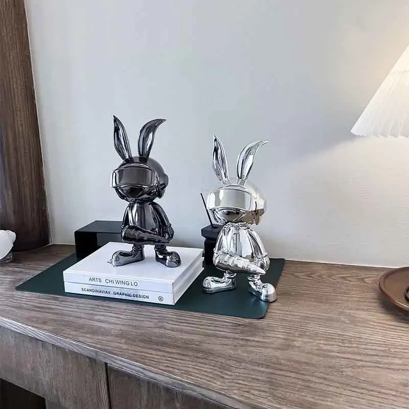 l*-Space Rabbit Sculpture Decor,Radish Rabbit Statue,Creative Artwork Desktop Decoration,Cartoon Crafts Ornament,Nordic
