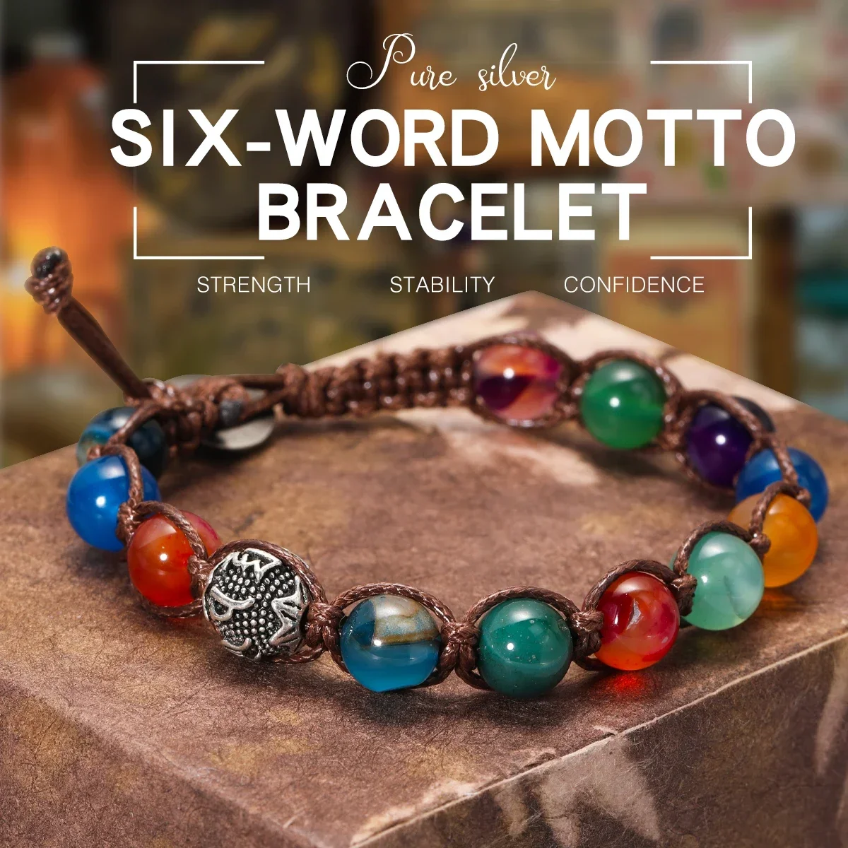 

Tibetan Buddhism Natural Stone Beads Prayer Beads Healing Meditation Lucky Prayer Woven Rope Bracelet Jewelry for Men and Women