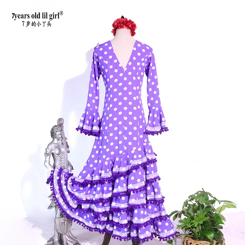 Vestido da ballo español, falda de práctica de Flamenco, ropa para mujer DTT04