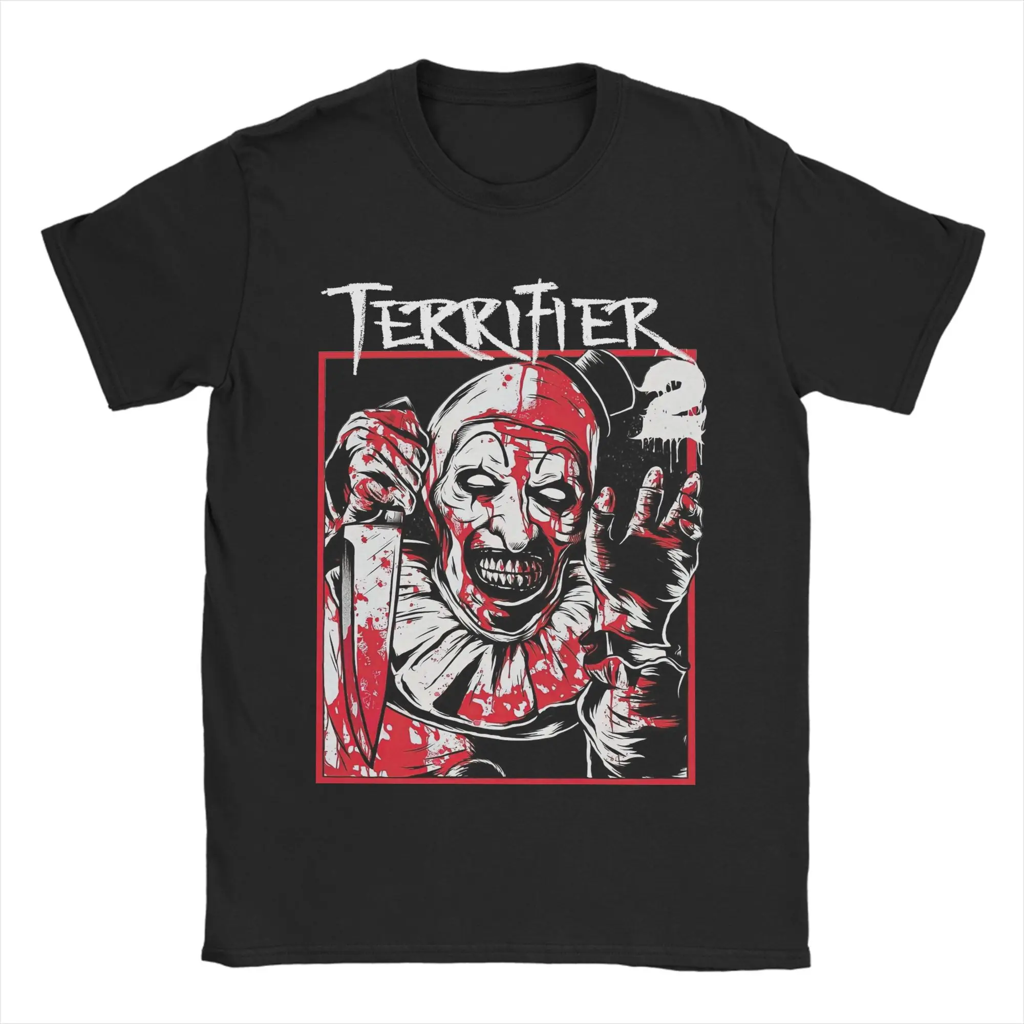 

Cool Terrifier 2 Movie Art The Clown T-Shirts for Men O Neck 100% Cotton T Shirts Short Sleeve Tees 6XL Clothing