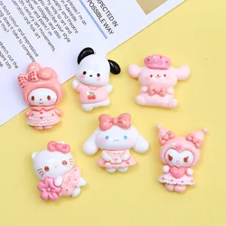 10PCS Kawai cartoon bright surface animal Hug Flower Cat Resin Scrapbook Diy Jewelry Hairpin Headrope Decoration Crafts A4