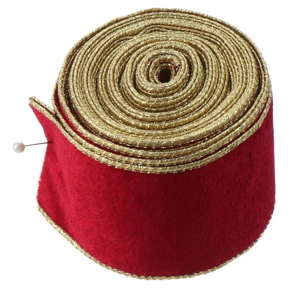

10 Yards 2.5 Inch Wide Velvet Ribbon Golden Edge Red Golden Edge Ribbon Velvet Green Christmas Ribbon for Christmas