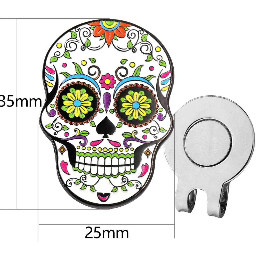 Premium Golf Ball Marker with a Standard Magnetic Hat Clip, Skull Golf Ball Marker Hat Clip for Men Women