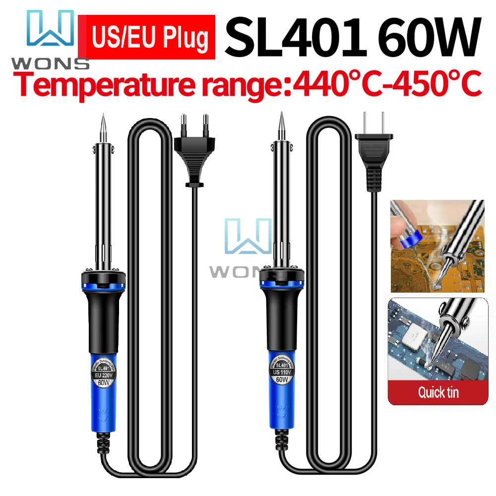 SL401 Electric Soldering Iron 60W US/EU Plug Professional Portable Kit Welding Solder Repair Rework Header Tool Solder Station