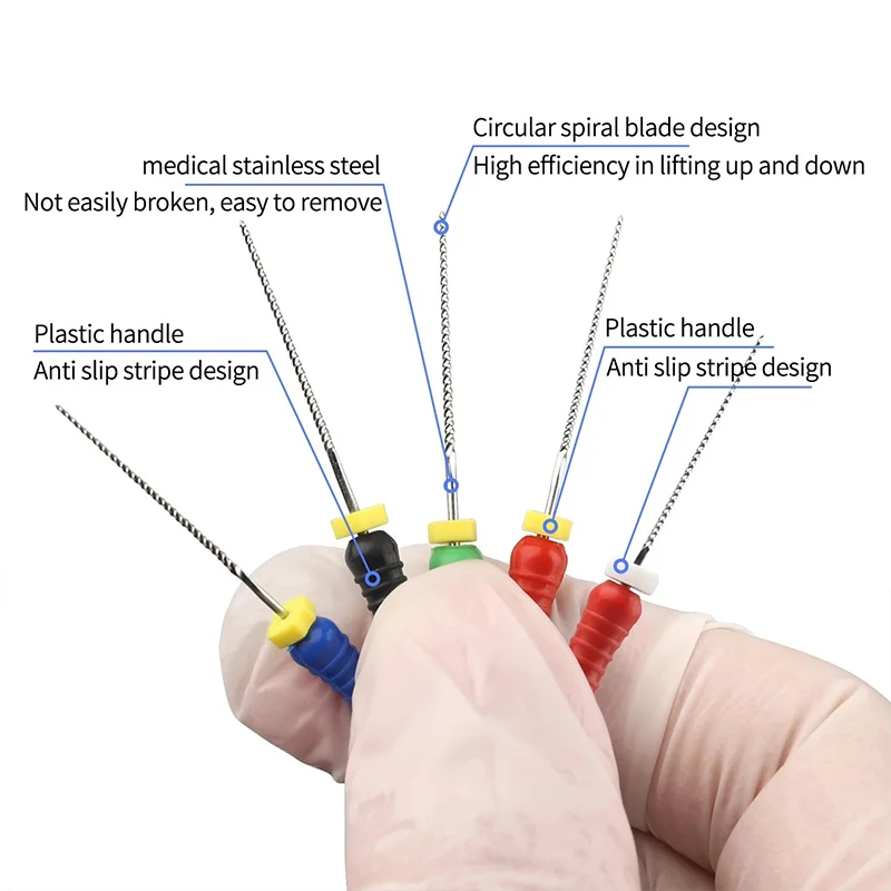 6Pcs/Pack K Files Stainless Steel Dental Endo Instruments 21mm/25mm Hand Use Dental Root Canal Files Treatment Tools