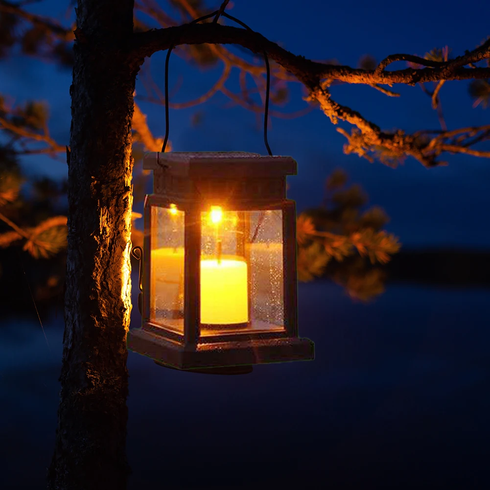 Solar Lantern Outdoor Waterproof Hanging Twinkle Candle Solar Light Lantern Warm Flame LED Night Lamp Garden Yard Decoratio