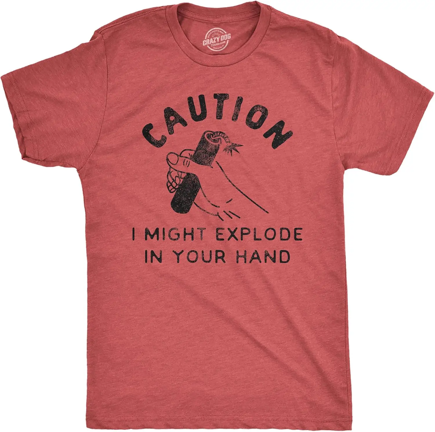 Mens Caution I Might Explode in Your Hand Tshirt Funny 4th of July Firework Graphic Novelty Tee