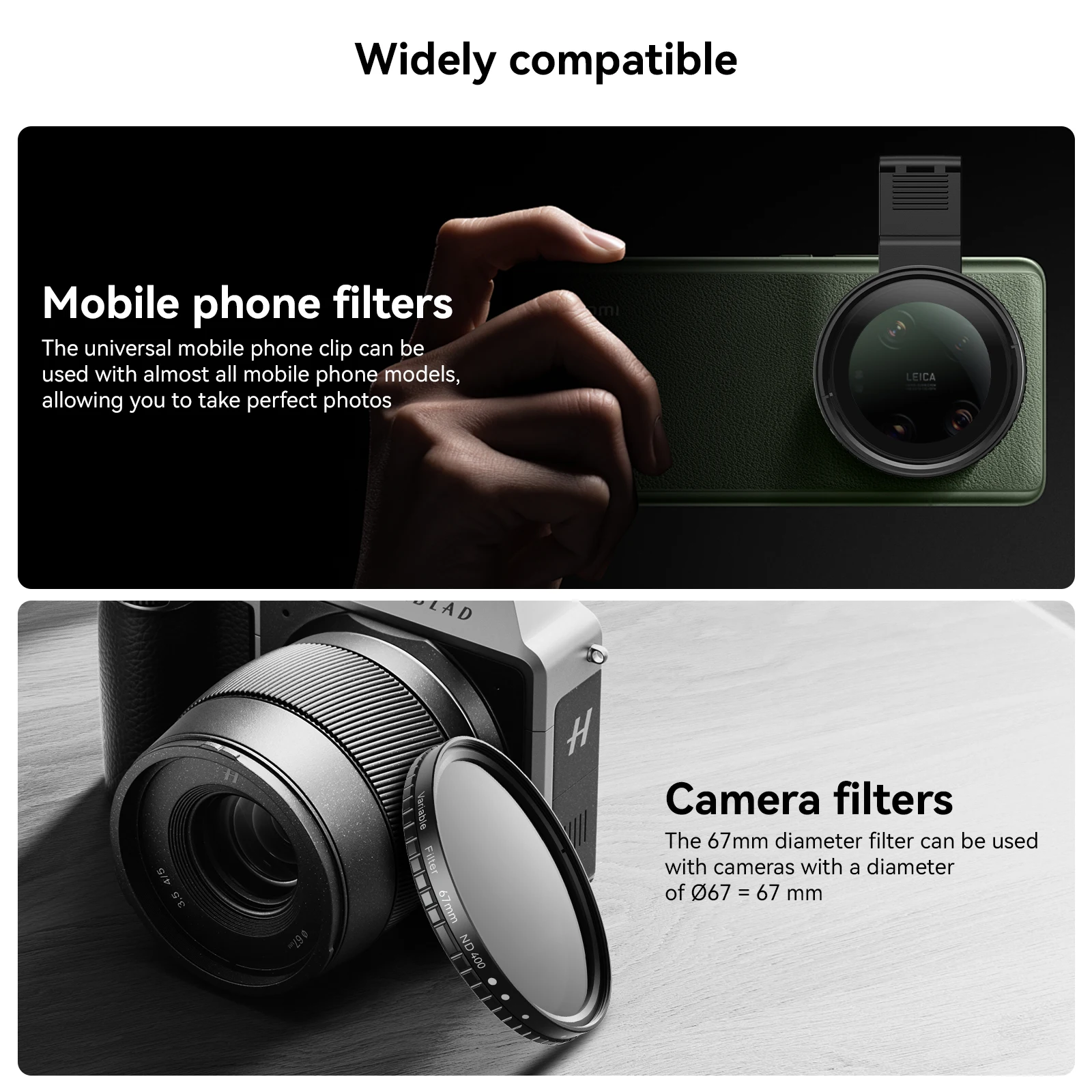 APEXEL 67mm High-Quality Circular Phone Polarizing Lens Camera Filter ND Filter&CPL Filter for iPhone, Huawei, and Smartphones