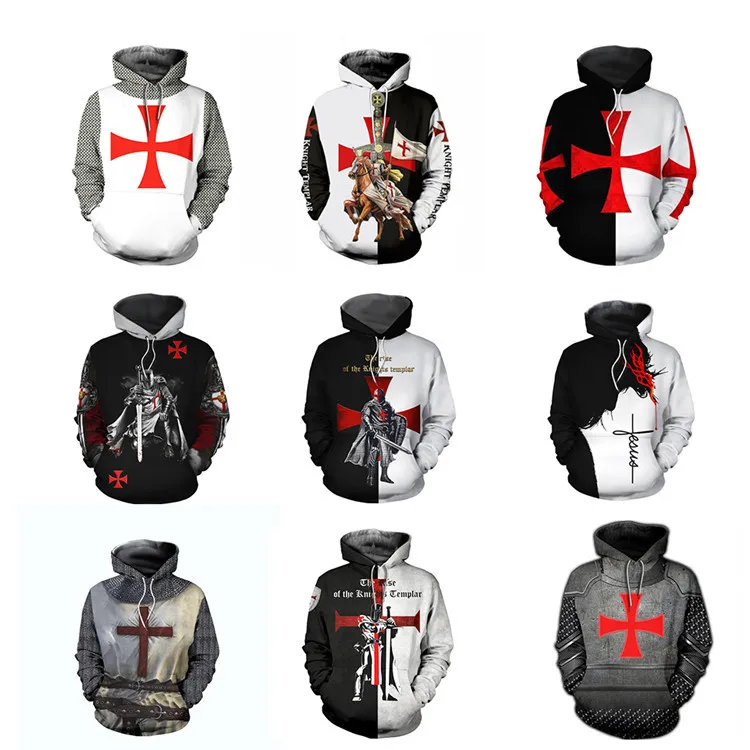 

Knights Templar 3D Digital Printed Sdult Hoodie Crusaders Hauberk Simulation Sweatshirt