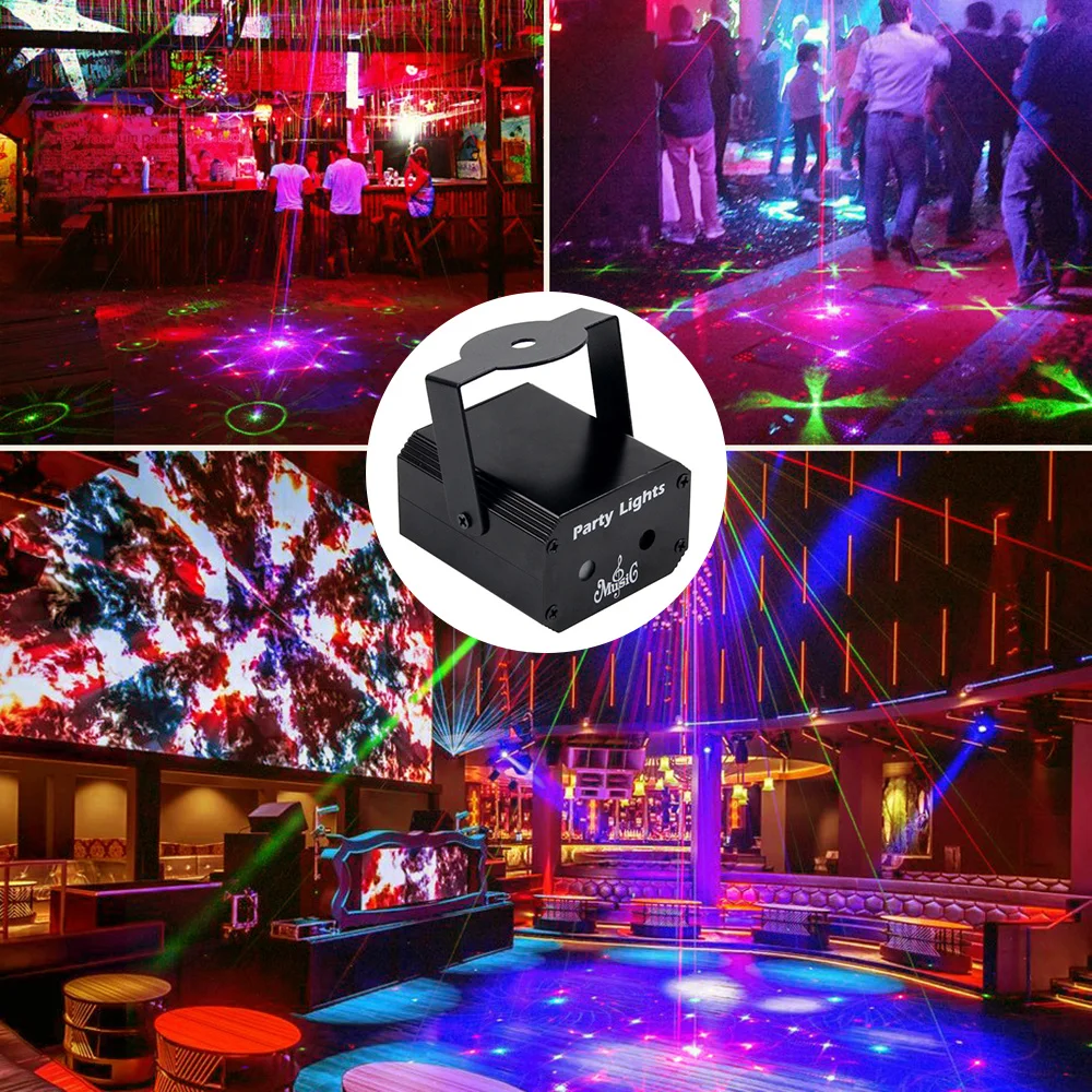 Small Laser Stars 32 Patterns Projector DJ Dance Disco Bar Magic Ball LED Party Family Room Xmas Stage Effect Light Lamp Show