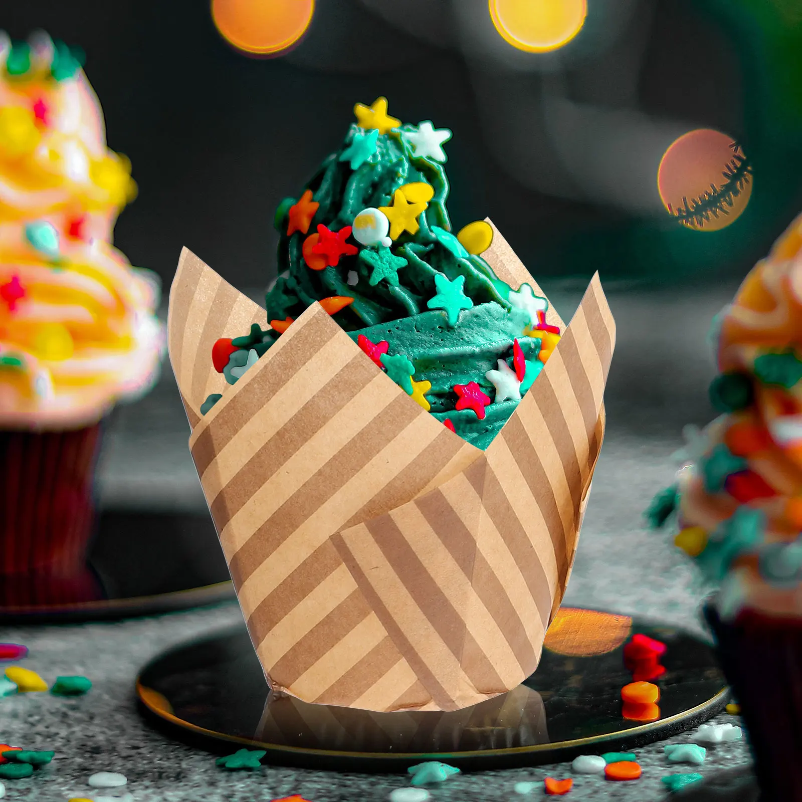 

150pcs High Temperature Resistant Paper Muffin Liners Neutral Cups Cake Holder Strong Disposable Design Simple