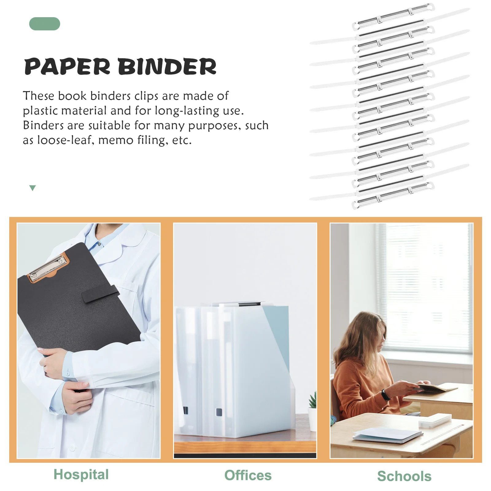 Clip per rilegatura in metallo da 100 pezzi Leggero e forte bloccaggio Forniture per ufficio Notebook Planner Scrapbook Journal