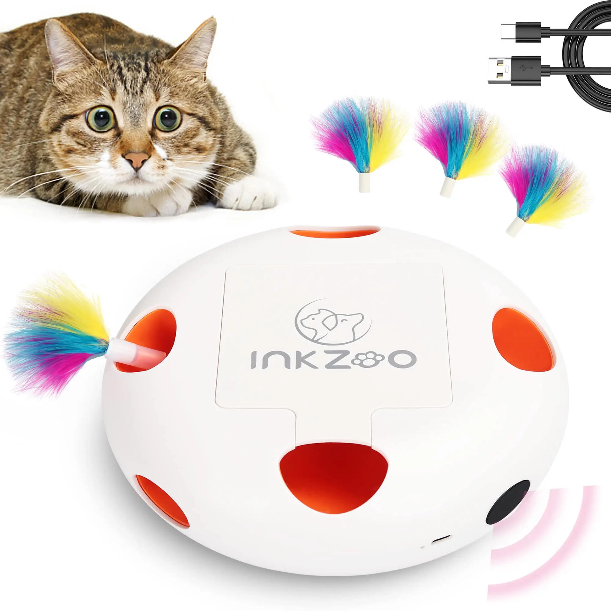 INKZOO Kedi Oyuncakları, İç Mekan Kedileri için İnteraktif Kedi Oyuncakları, Akıllı İnteraktif Yavru Kedi Oyuncak, Otomatik 7 Delikli Fareler