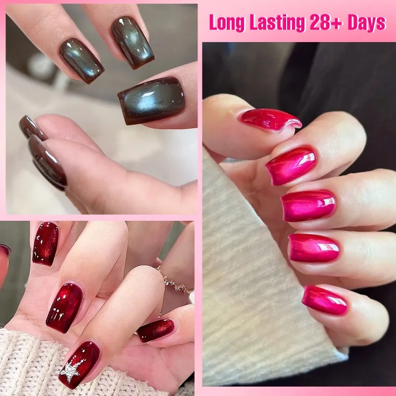 7個入り 10ml マグネットジェル＆カラージェルネイルポリッシュセット マグネットロッド付き セミパーマネント ソークオフ UV/LEDジェルネイル DIYネイルアート