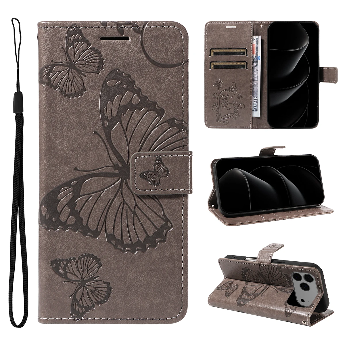 Magnetic Wallet Leather Case For IPhone 17 Air 16e 16 15 14 13 12 Mini 11 Pro SE XS XR Max 8 7 6 Plus Phone Cover Butterfly