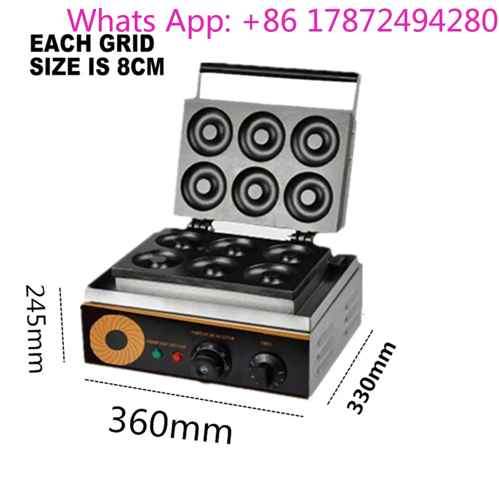 Commercial 6 holes Donut Maker Electric Cake Making Machine Round Cake Maker Non-stick Donut Machine