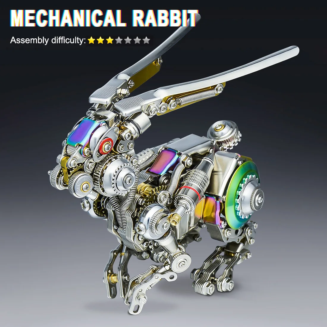 

3D Metal Mechanical Rabbit Model building Kit DIY Assembly 3D Puzzle Toy for kids adults gift (500PCS/ Multicolored )