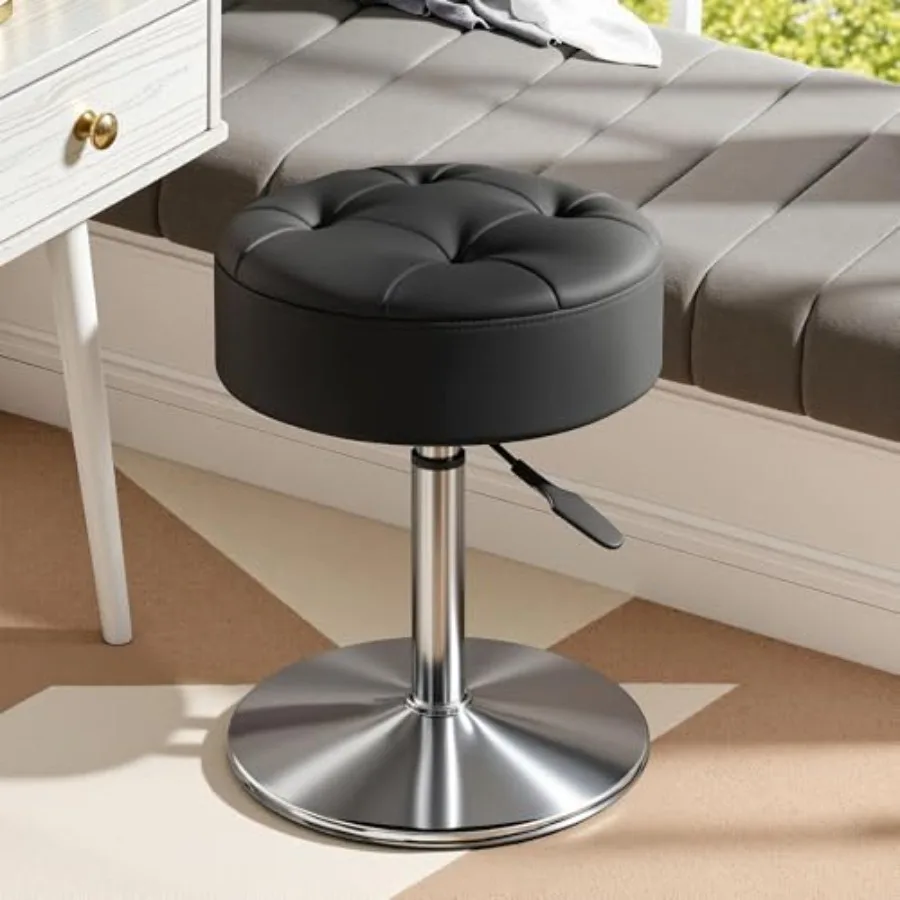 

Vanity Stool with Adjustable Height 360°Swivel Ottoman Chair for Adults Round Padded Makeup Stool with Stable Support for Vanit