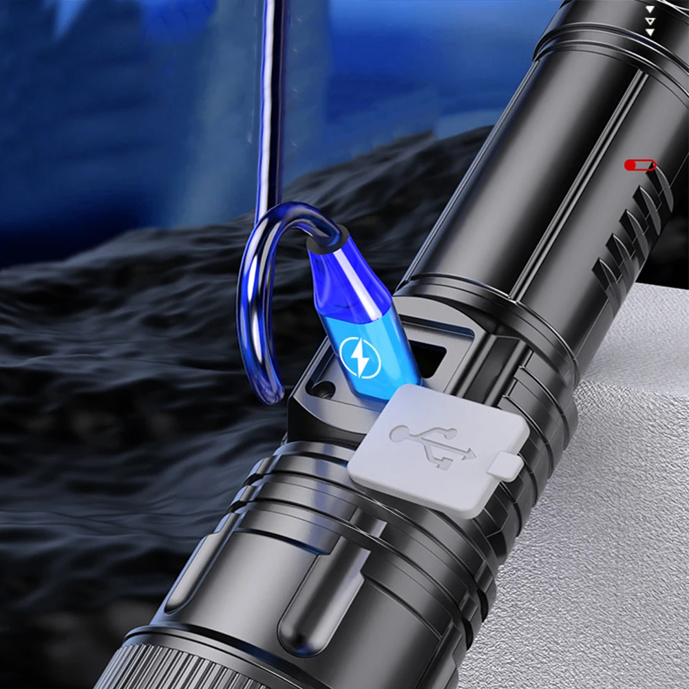 500LM Compact Camping ไฟฉายจอแสดงผล LED Camping ไฟฉายแบบพกพามือถือ Type C ชาร์จ USB สําหรับเดินป่าปีนเขา