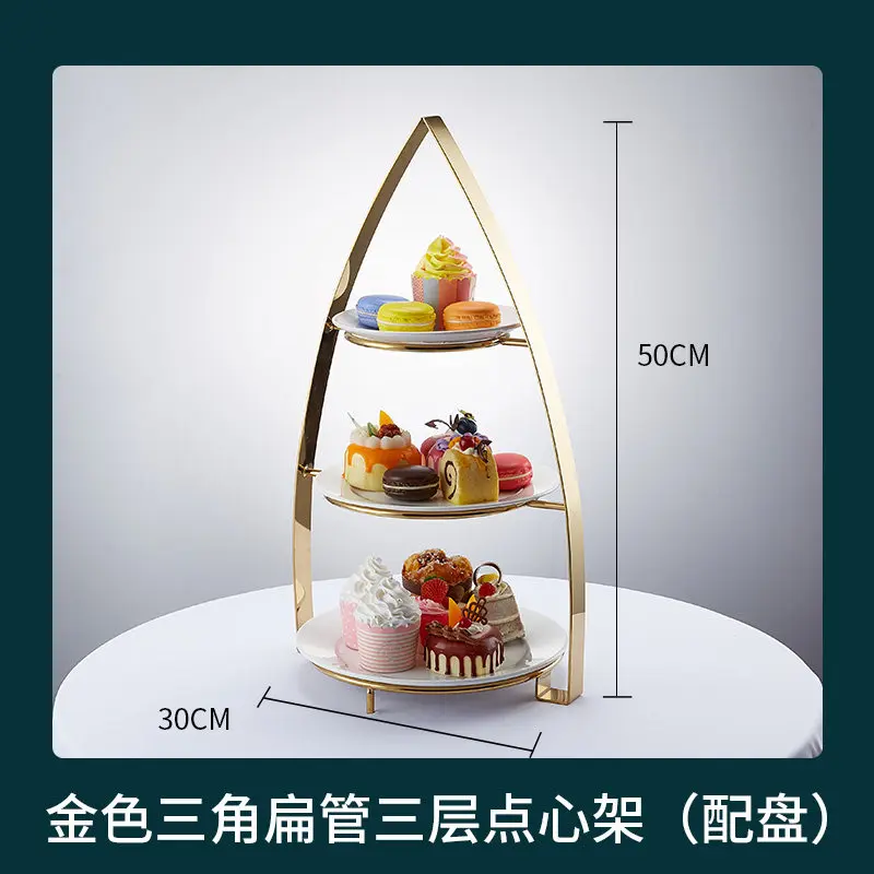 Afternoon tea snack rack three-layer fruit tray cake tea break table British hotel dessert table ornament display stand