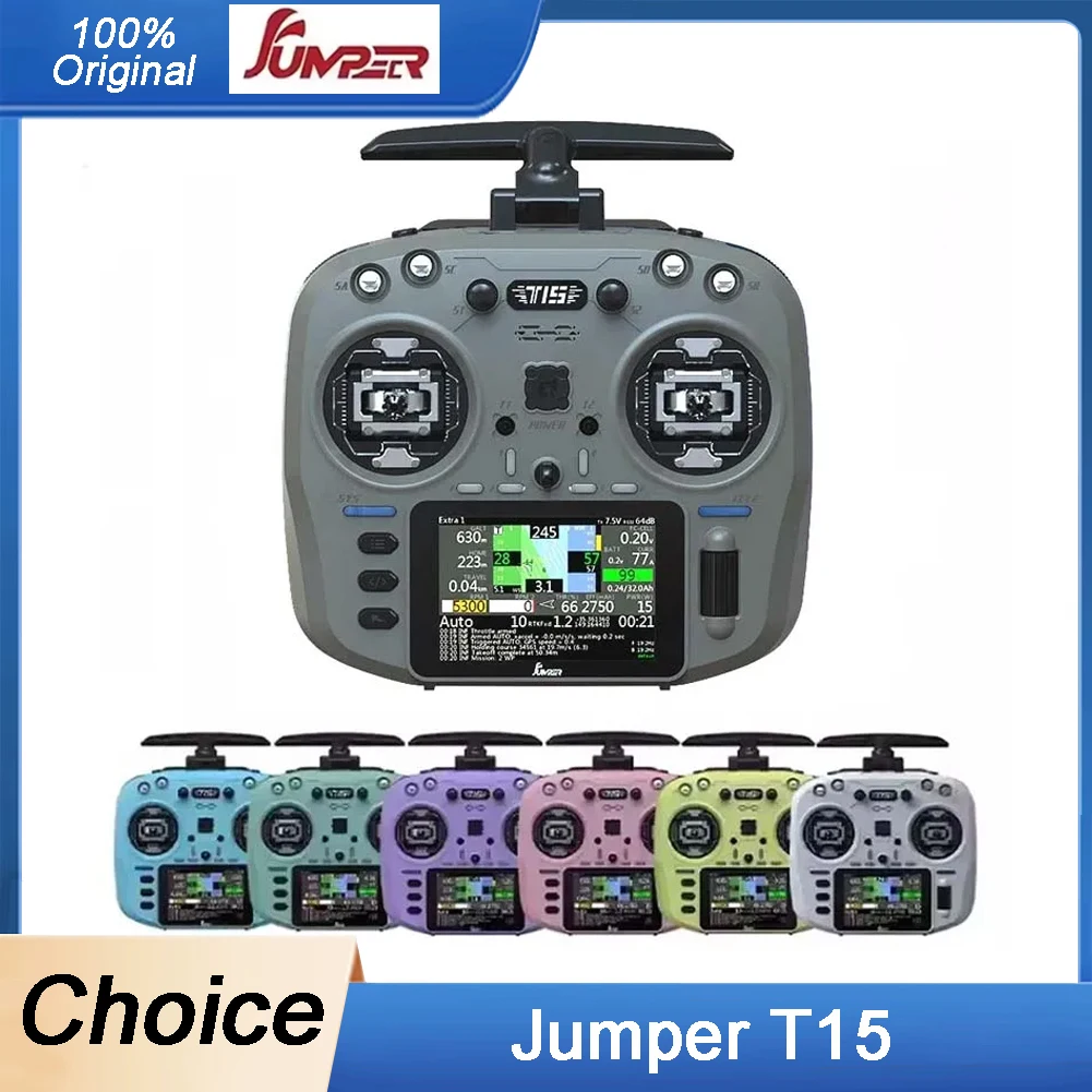 

Радиоконтроллер Jumper T15, 2,4 ГГц/915 МГц, ELRS, 1000 МВт, 3,5-дюймовый сенсорный экран, датчик Холла для радиоуправляемого управления дроном дальнего действия