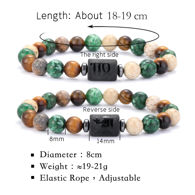 12 Zodiac Signs Natural Stone Bracelets Leo Capricorn Taurus Cancer Bracelets Women Men Couple Friendship Jewelry Gift Bracelets