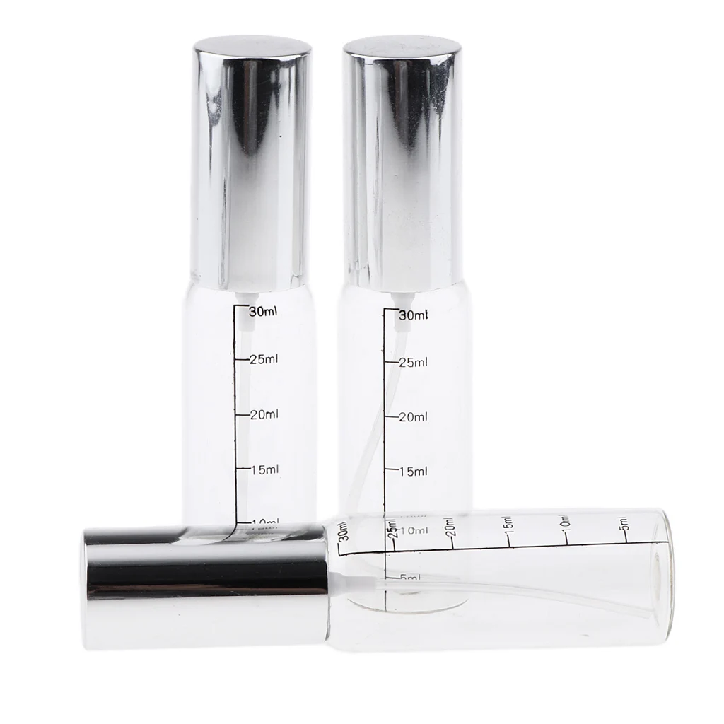 3Pcs Transparent Empty Glass Spray Bottle with Scale for Perfume