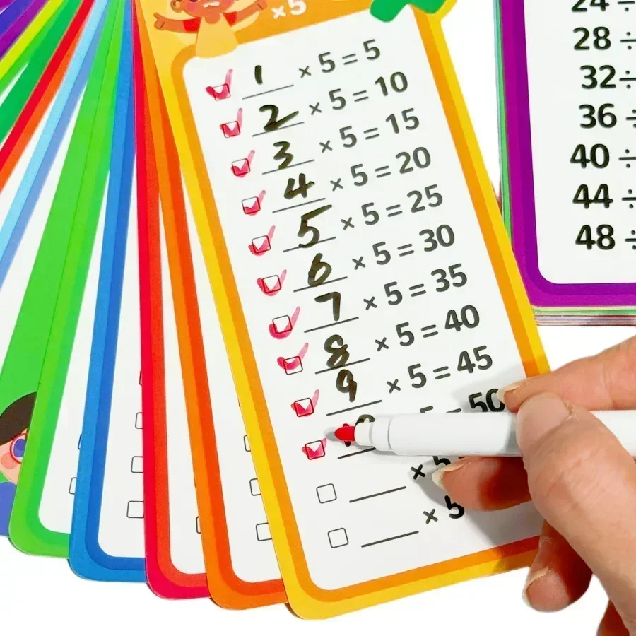 Tarjetas de entrenamiento de matemáticas, suma, resta, multiplicación y división, juguetes educativos, aritmética para estudiantes con bolígrafo borrable