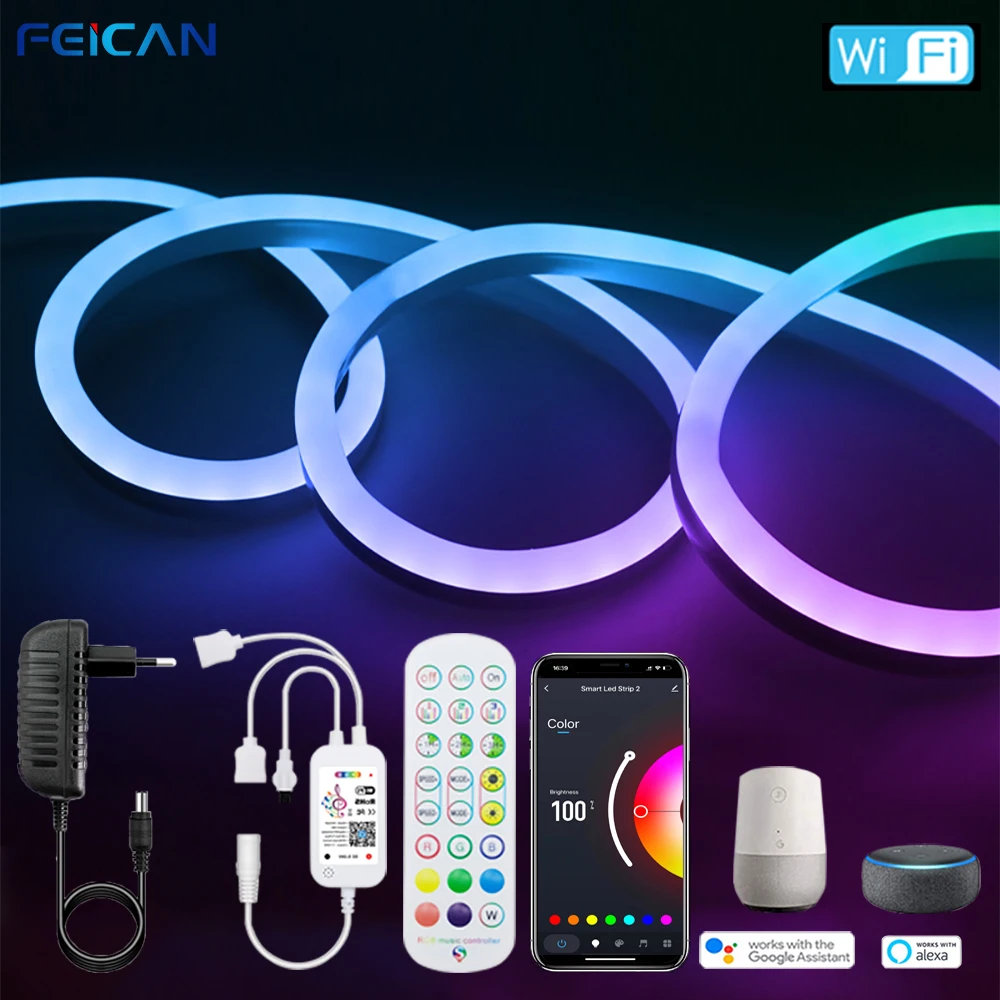 LED النيون قطاع ضوء تويا WiFi 24 فولت RGB عكس الضوء بلوتوث 2 متر-10 متر LED مصباح IP67 مقاوم للماء شريط مرن الديكور عيد الميلاد #2