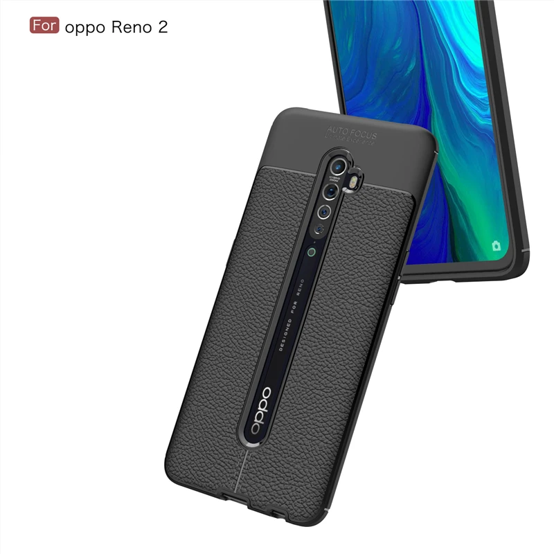 Wolfrule For Case Oppo Reno 2 Case Fashion Lichee Style Silicone Rugged Hybrid Cover For Oppo Reno2 Cover Reno 2 Case 6.5 inch