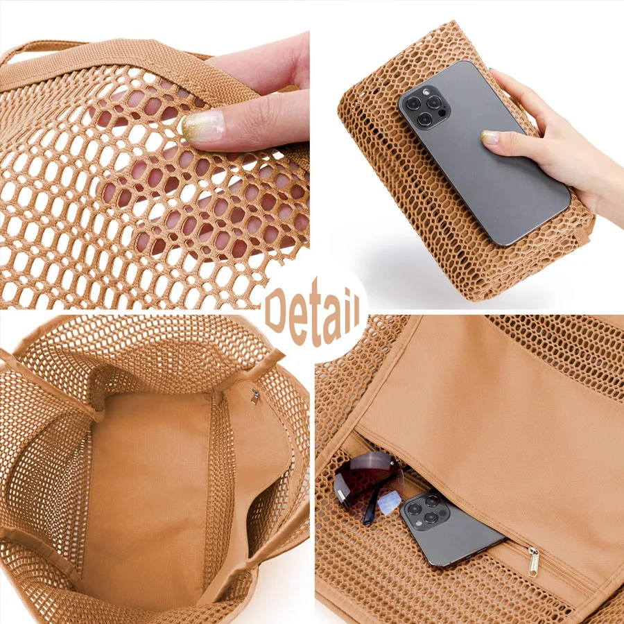 Beach Bag - Mesh Tote Bag Beach Vacation Clothes for Women Pool Bag for Travel Pool Family Cruise Essentials image 2